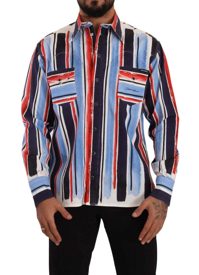Dolce & Gabbana Elegant Striped Cotton Shirt with Pockets - Hilstor