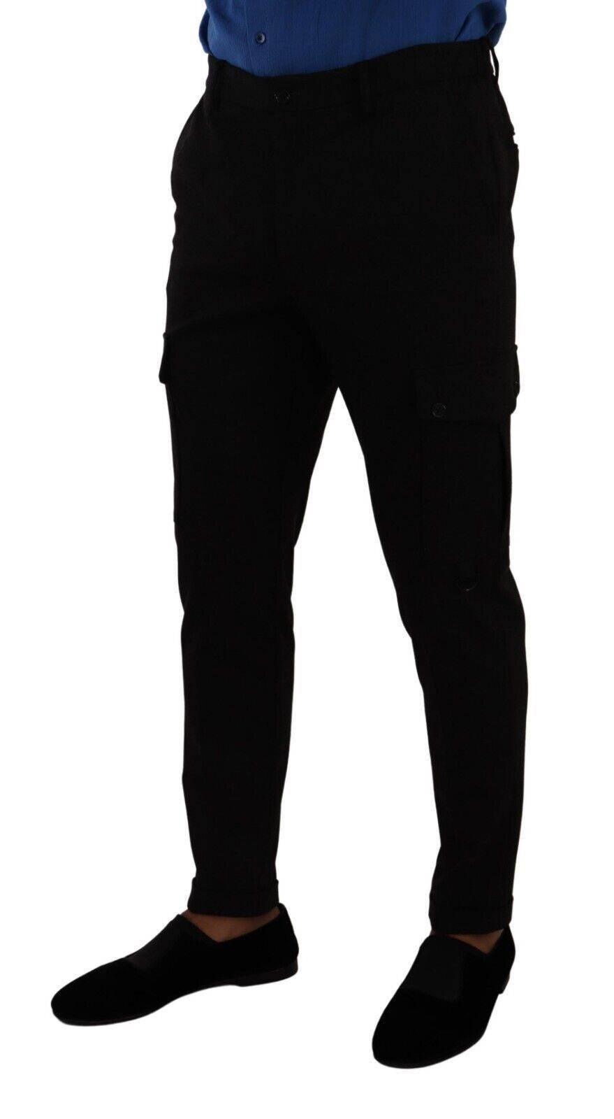Dolce & Gabbana Black Viscose Skinny Cargo Trouser Pants - Hilstor