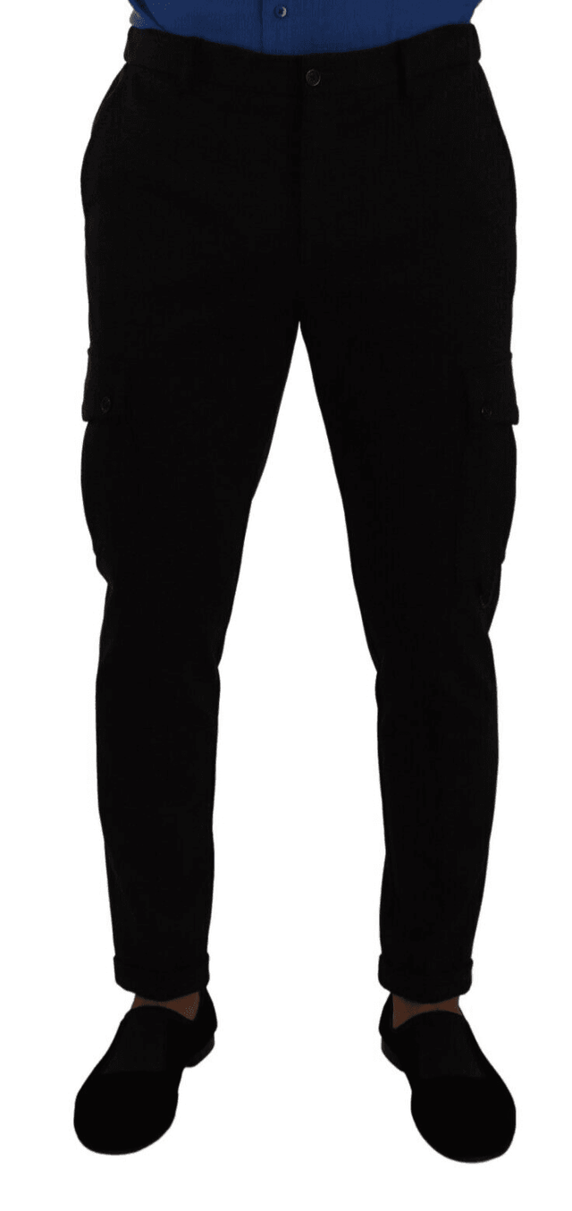 Dolce & Gabbana Black Viscose Skinny Cargo Trouser Pants - Hilstor