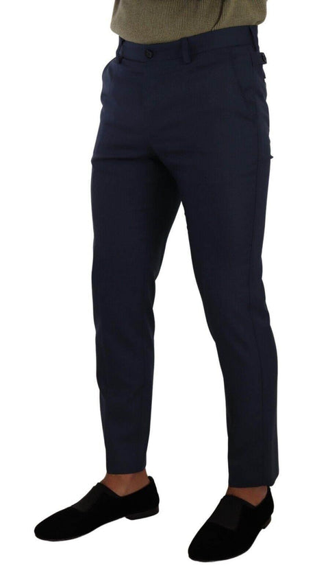 Dolce & Gabbana Dark Blue Wool Skinny Formal Dress Pants - Hilstor