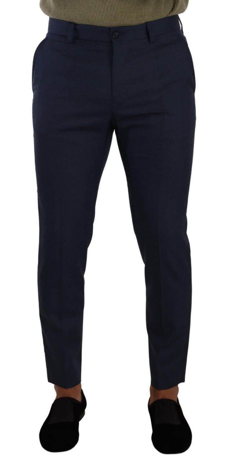 Dolce & Gabbana Dark Blue Wool Skinny Formal Dress Pants - Hilstor
