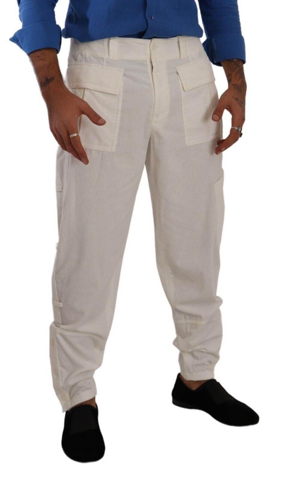 Dolce & Gabbana Elegant Off White Cargo Pants - Regular Fit - Hilstor