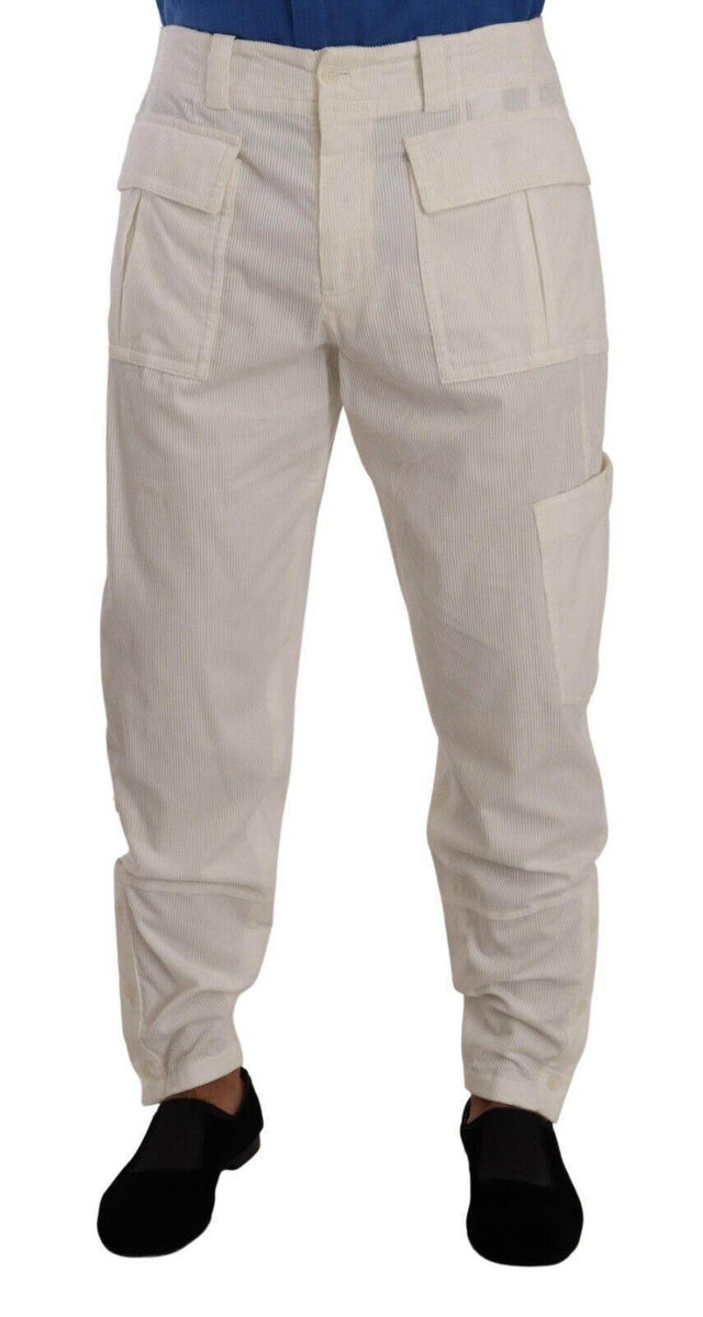 Dolce & Gabbana Elegant Off White Cargo Pants - Regular Fit - Hilstor