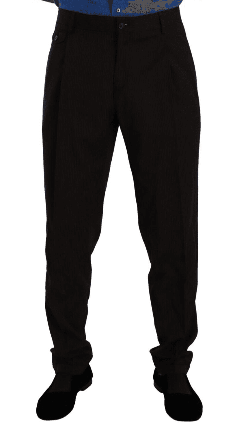 Dolce & Gabbana Brown Wool Skinny Formal Dress Pants - Hilstor