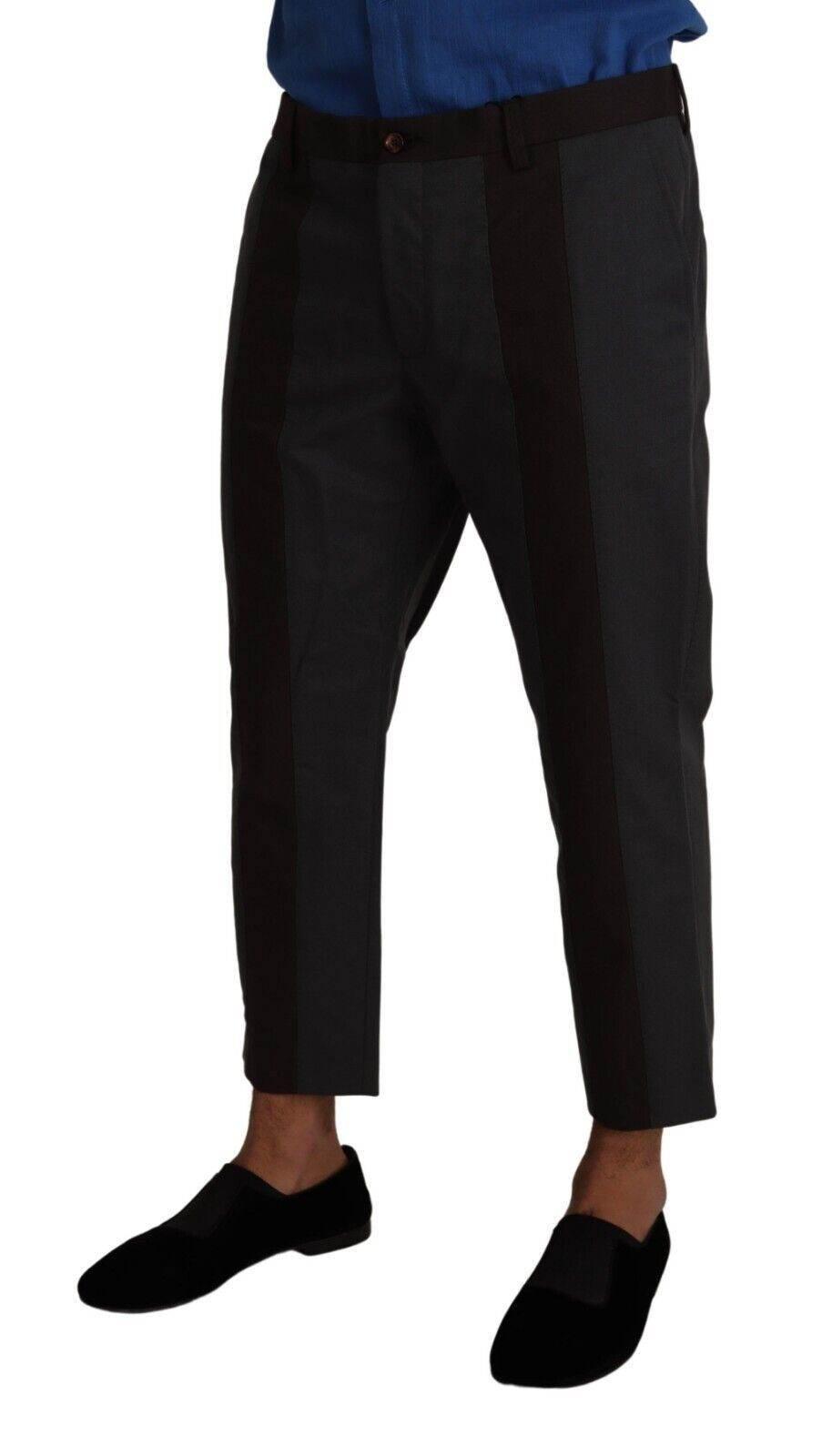 Dolce & Gabbana Gray Bordeaux Striped Cropped Trouser Pants - Hilstor