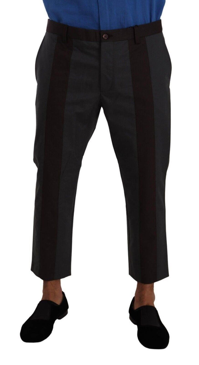 Dolce & Gabbana Gray Bordeaux Striped Cropped Trouser Pants - Hilstor