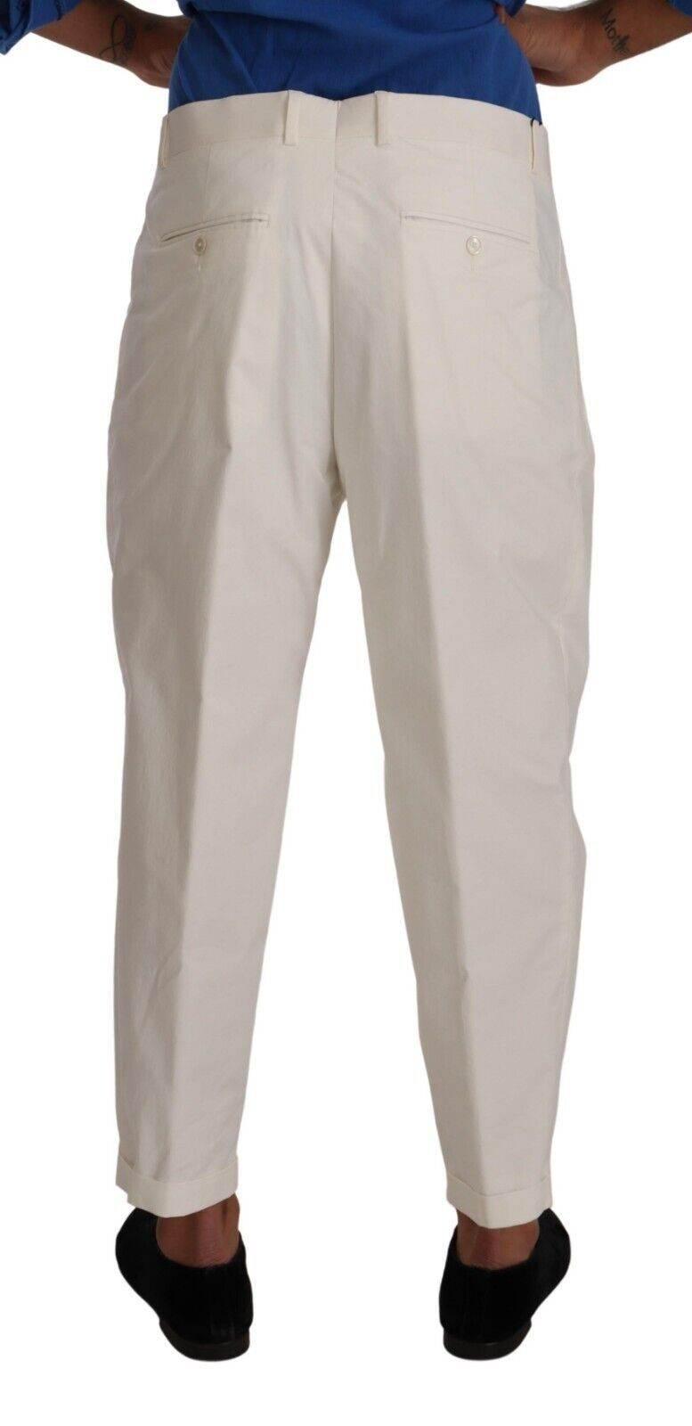 Dolce & Gabbana Elegant White Cotton Stretch Dress Pants - Hilstor