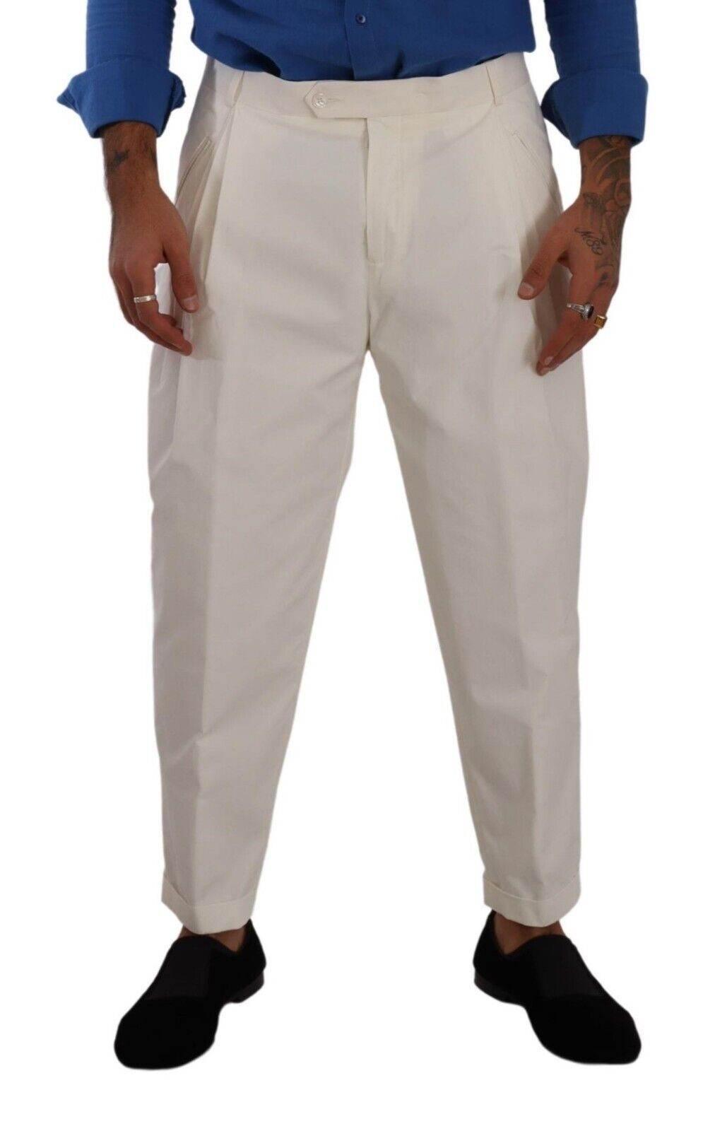 Dolce & Gabbana Elegant White Cotton Stretch Dress Pants - Hilstor