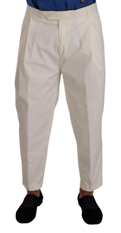 Dolce & Gabbana Elegant White Cotton Stretch Dress Pants - Hilstor