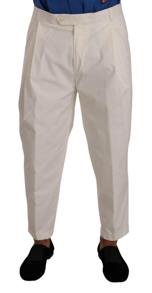 Dolce & Gabbana Elegant White Cotton Stretch Dress Pants - Hilstor