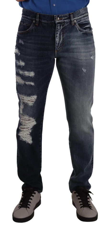 Dolce & Gabbana Blue Cotton Regular Denim Trousers Jeans - Hilstor