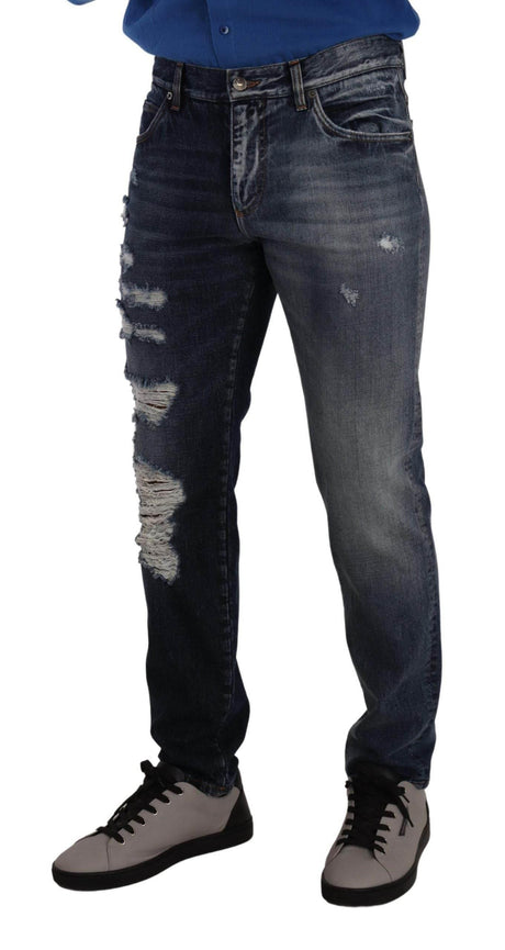 Dolce & Gabbana Blue Cotton Regular Denim Trousers Jeans - Hilstor