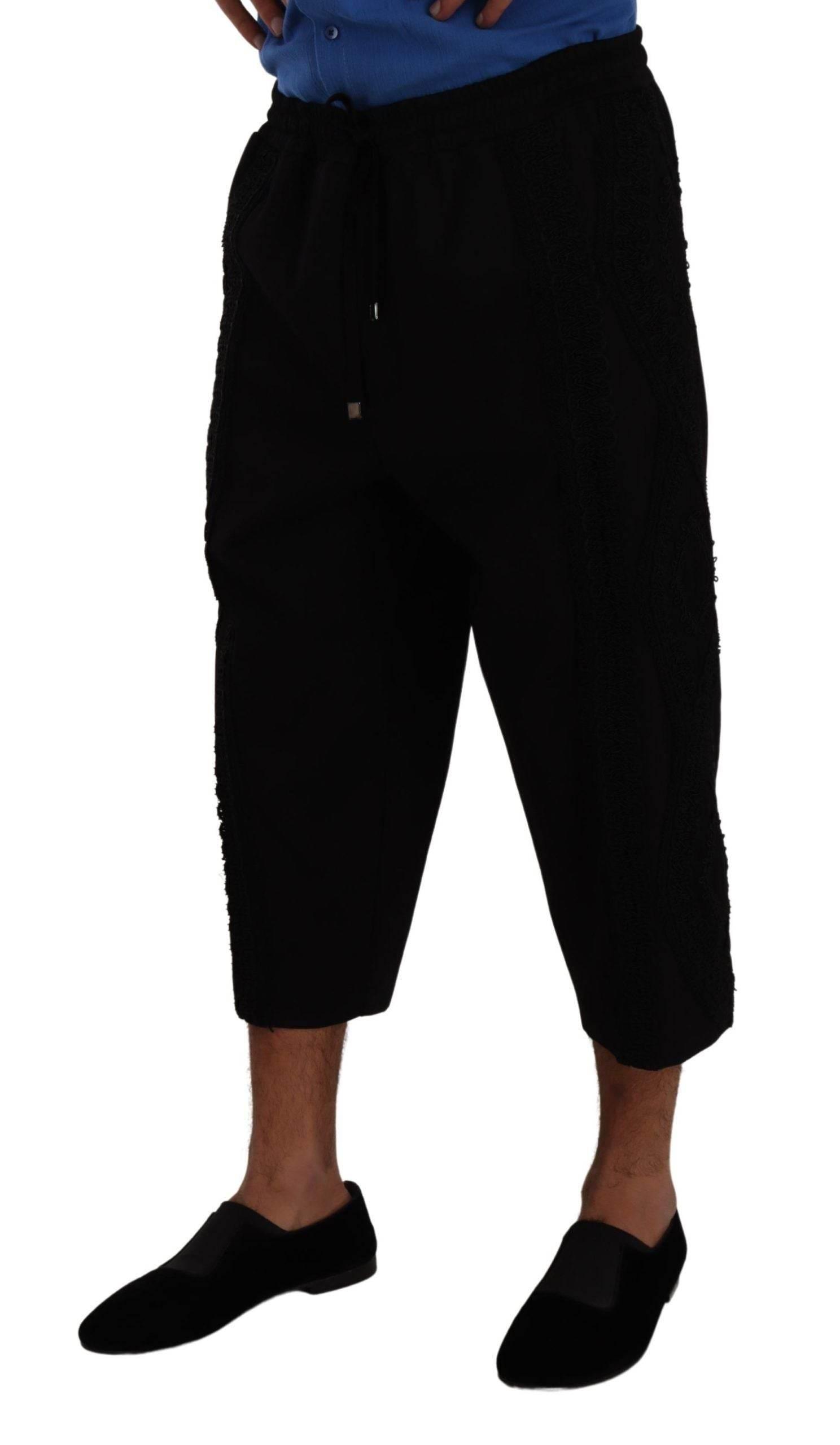 Dolce & Gabbana Black Cotton Torero Sweatpants Shorts Pants - Hilstor