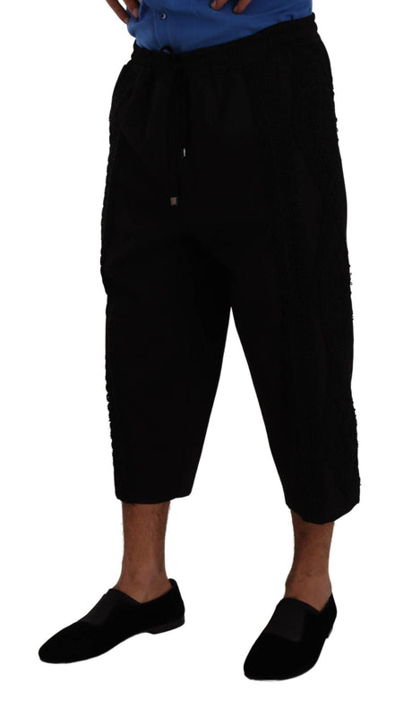 Dolce & Gabbana Black Cotton Torero Sweatpants Shorts Pants - Hilstor