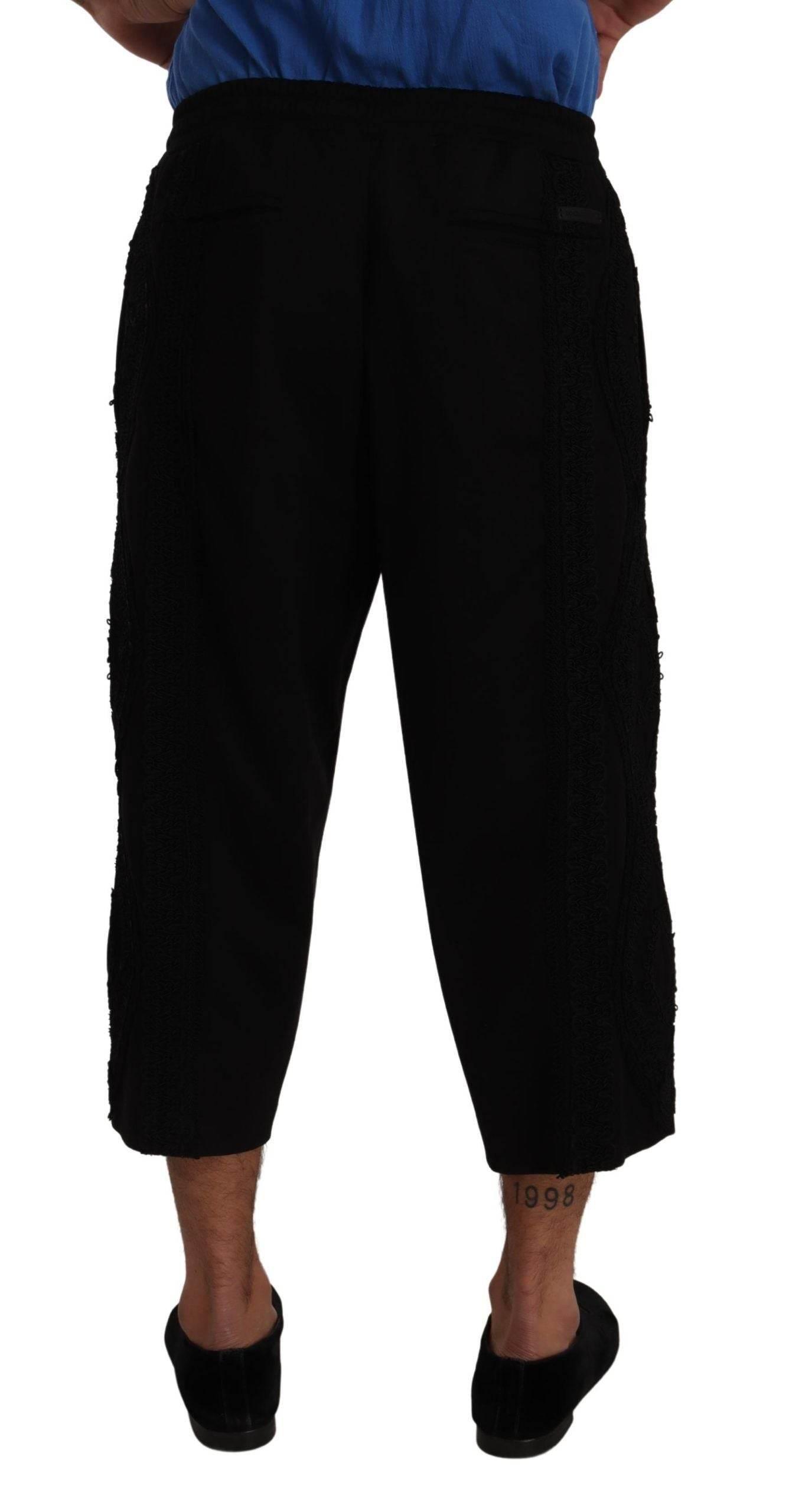Dolce & Gabbana Black Cotton Torero Sweatpants Shorts Pants - Hilstor