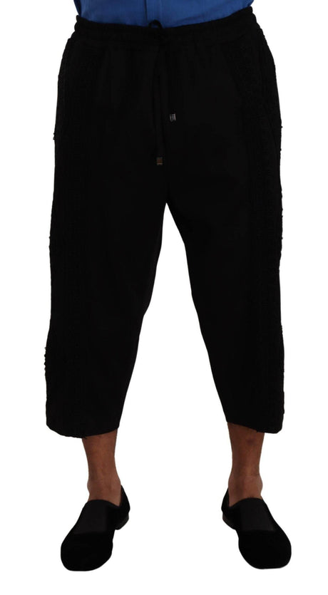 Dolce & Gabbana Black Cotton Torero Sweatpants Shorts Pants - Hilstor