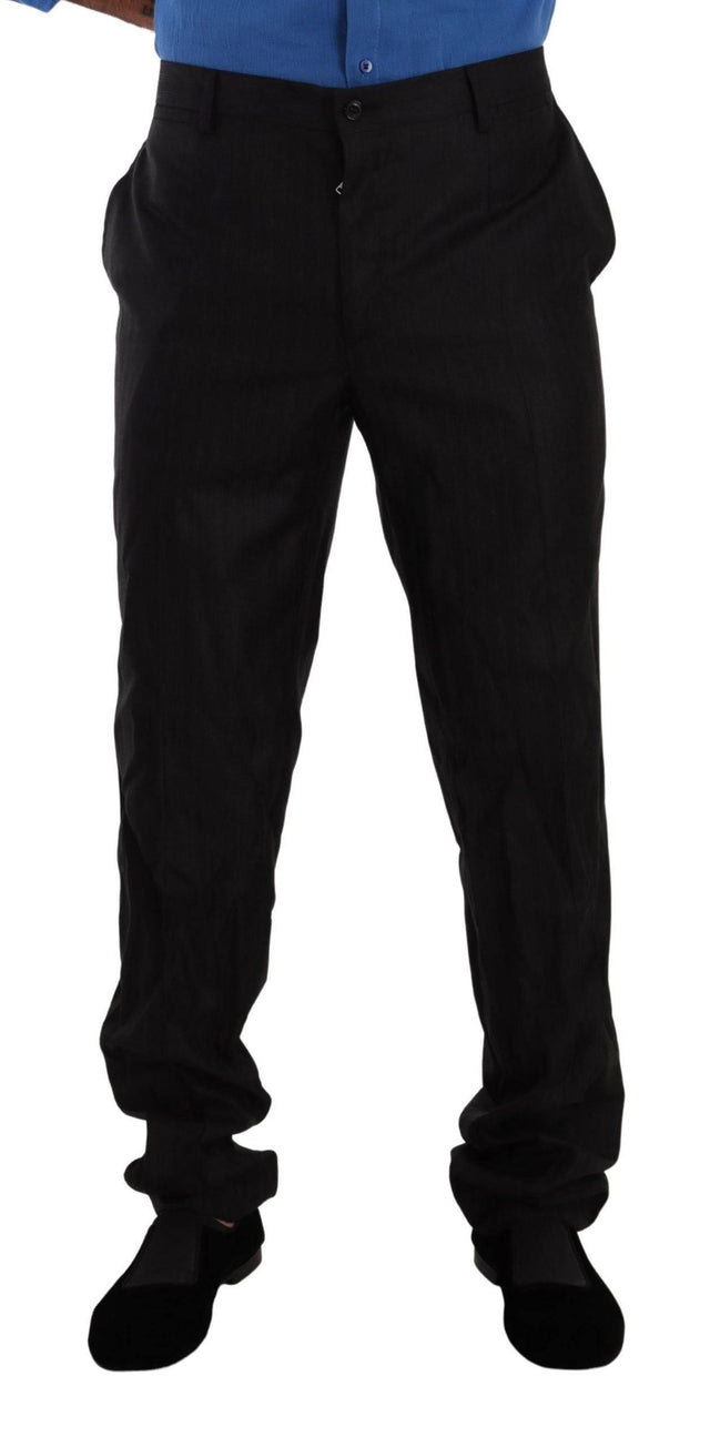 Dolce & Gabbana Gray Wool Silk Dress Trouser Dress Pants - Hilstor