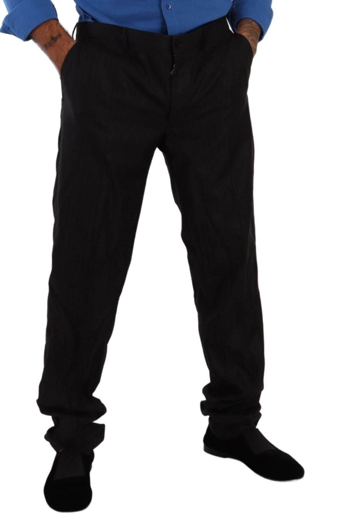 Dolce & Gabbana Gray Wool Silk Dress Trouser Dress Pants - Hilstor
