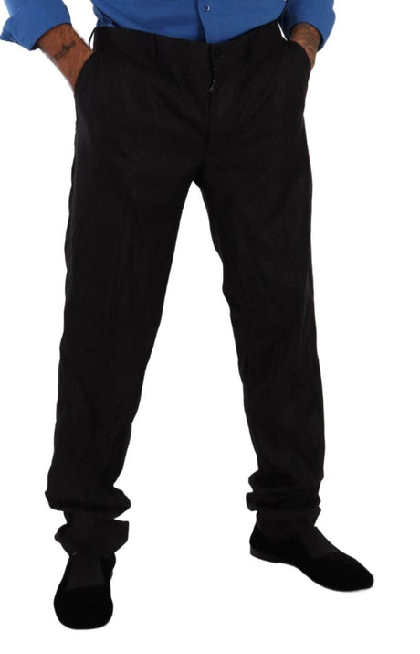 Dolce & Gabbana Gray Wool Silk Dress Trouser Dress Pants - Hilstor