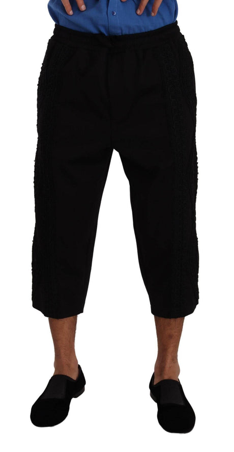 Dolce & Gabbana Black Cotton Torero Cropped Short Trouser Pants - Hilstor