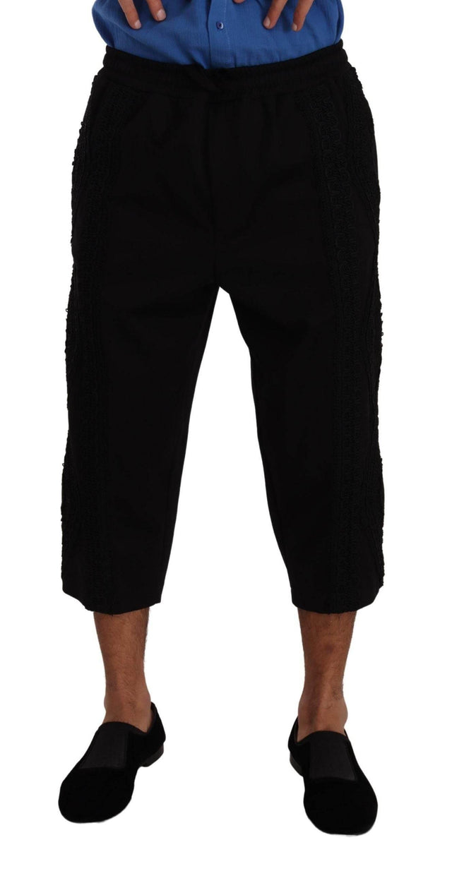 Dolce & Gabbana Black Cotton Torero Cropped Short Trouser Pants - Hilstor