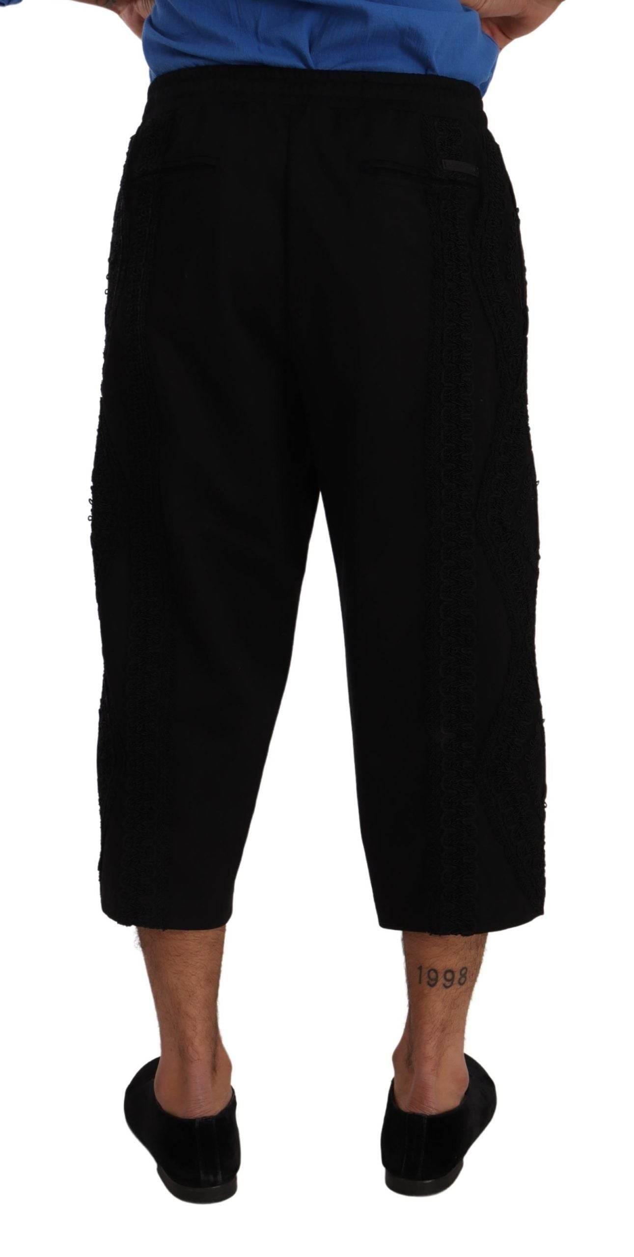 Dolce & Gabbana Black Cotton Torero Cropped Short Trouser Pants - Hilstor