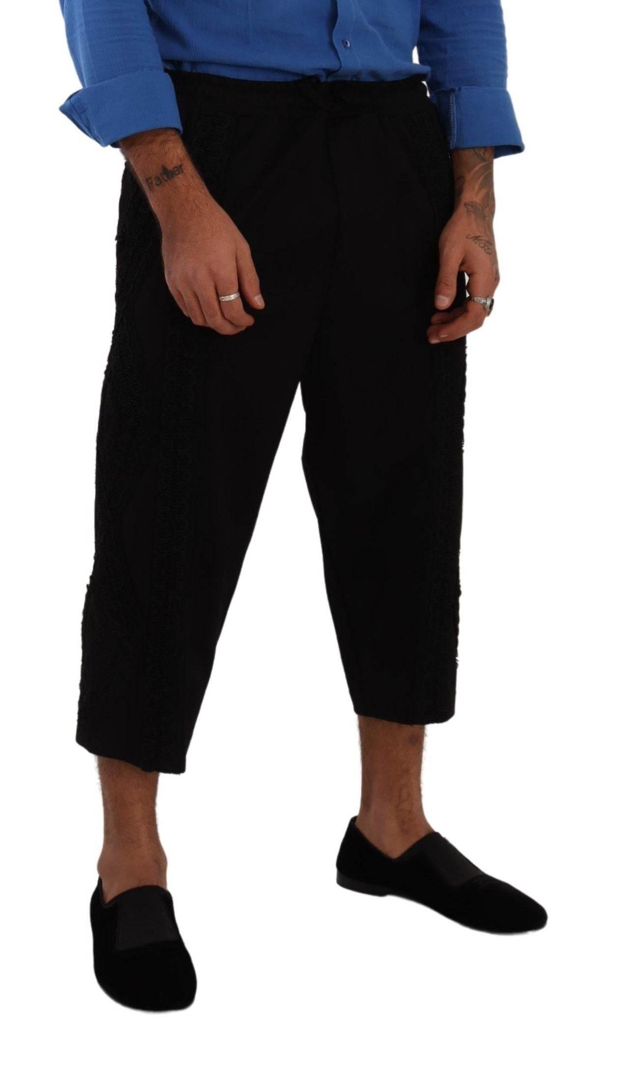 Dolce & Gabbana Black Cotton Torero Cropped Short Trouser Pants - Hilstor