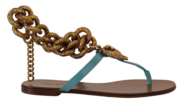 Dolce & Gabbana Chic Gladiator Flats with Heart Devotion Detail - Hilstor