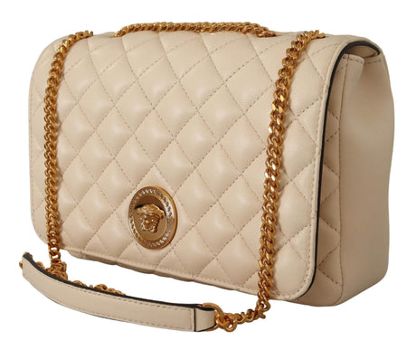 Versace Elegant White Nappa Leather Shoulder Bag - Hilstor