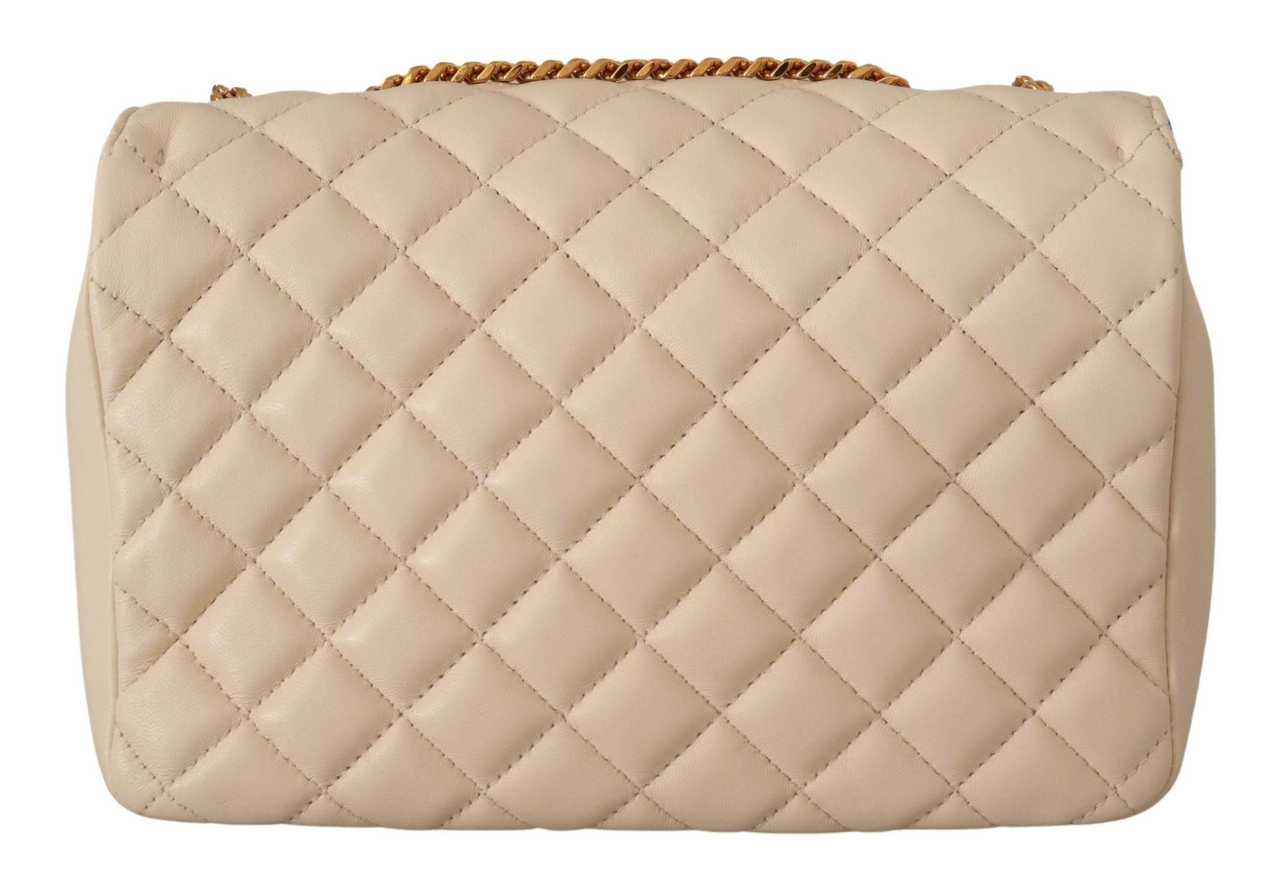 Versace Elegant White Nappa Leather Shoulder Bag - Hilstor