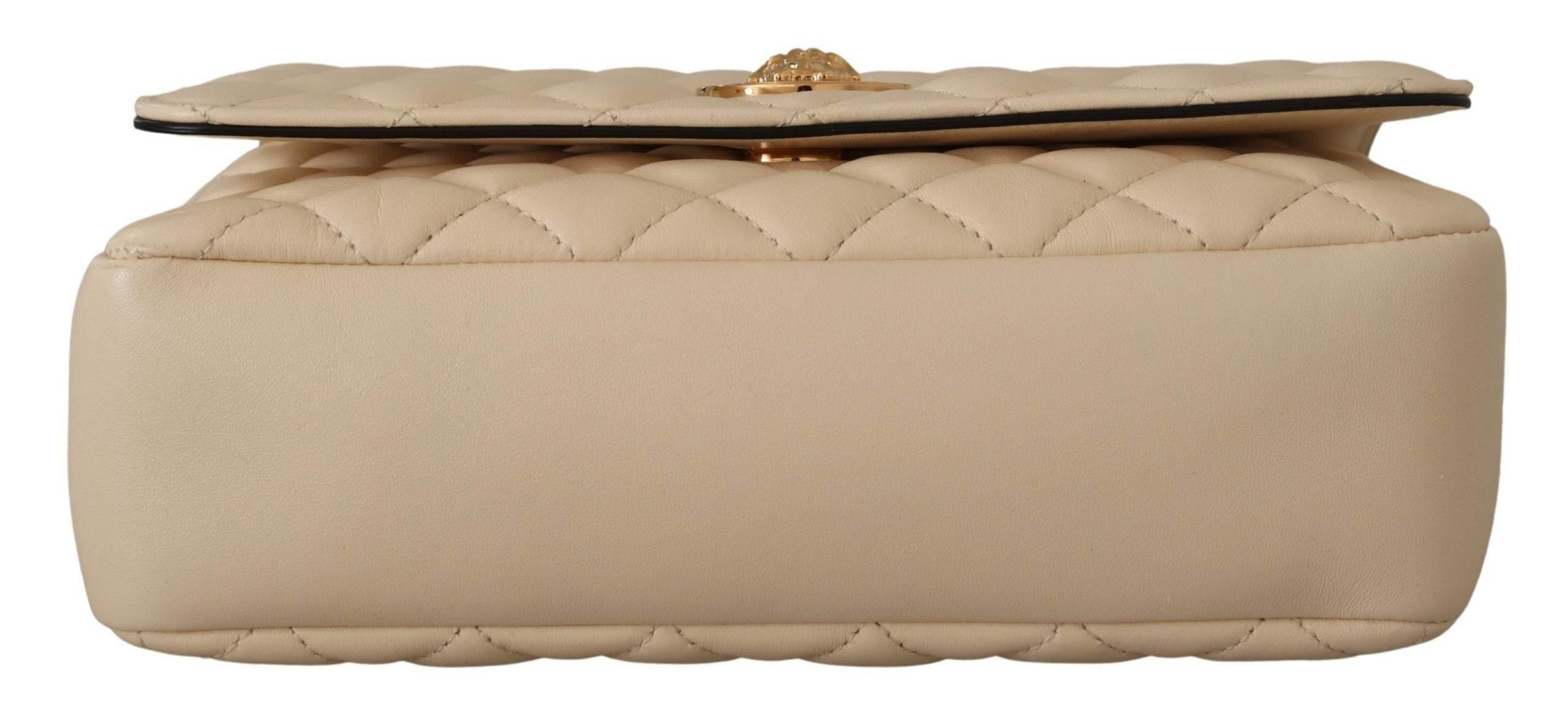 Versace Elegant White Nappa Leather Shoulder Bag - Hilstor