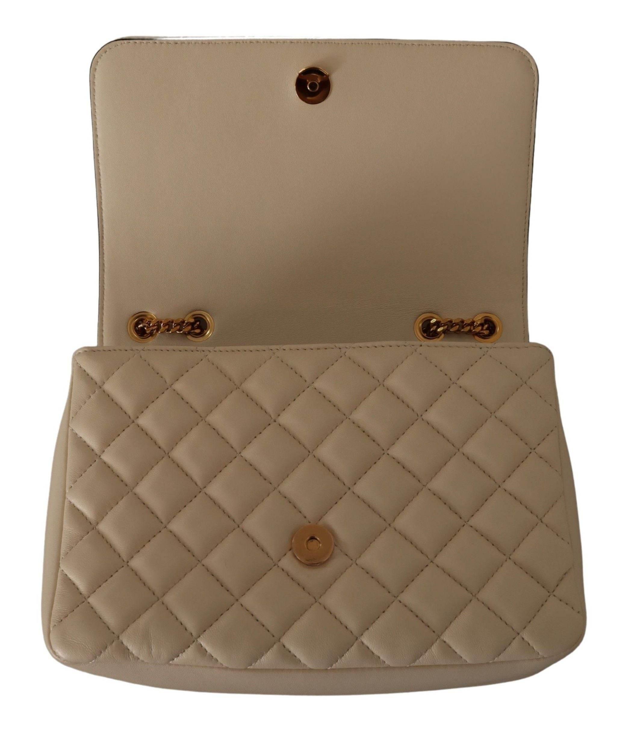 Versace Elegant White Nappa Leather Shoulder Bag - Hilstor
