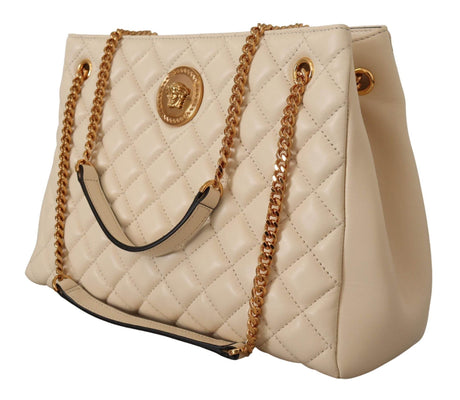 Versace Elegant Quilted Nappa Leather Tote - Hilstor