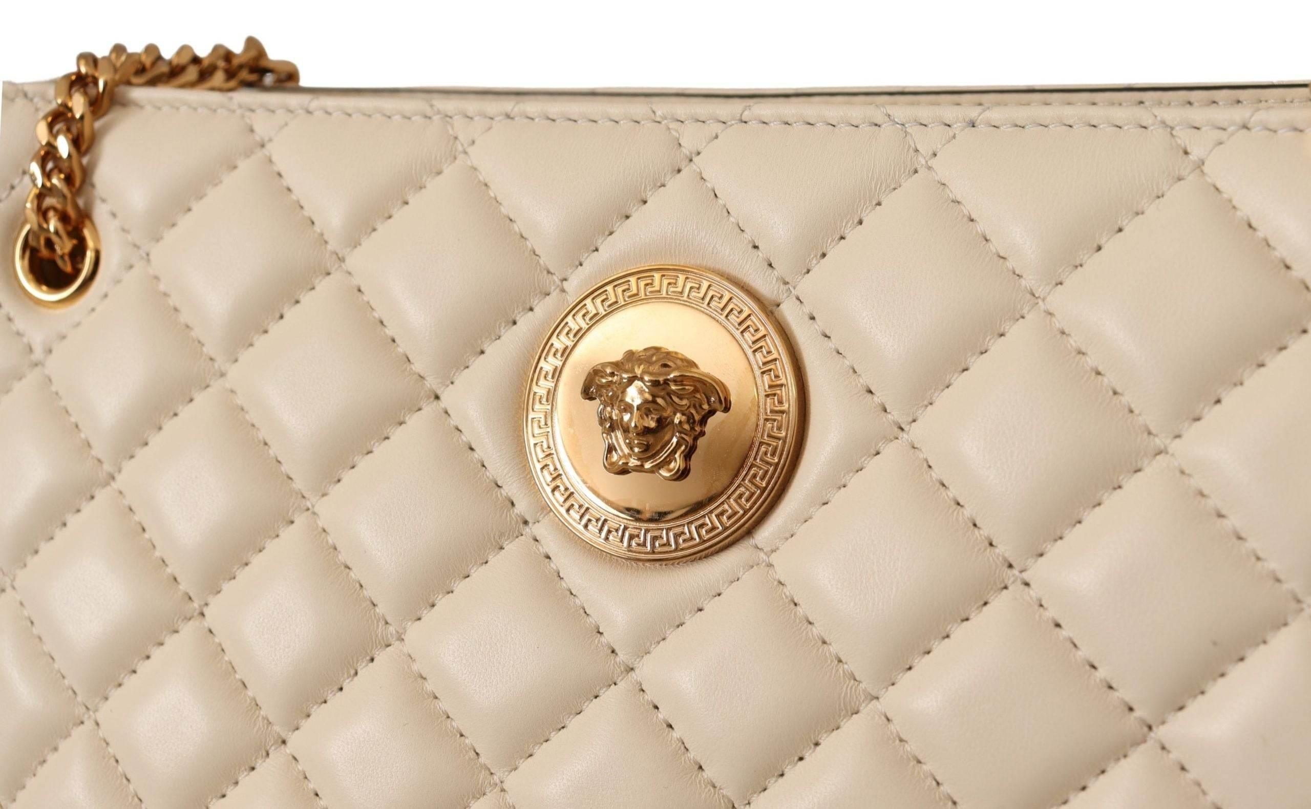 Versace Elegant Quilted Nappa Leather Tote - Hilstor