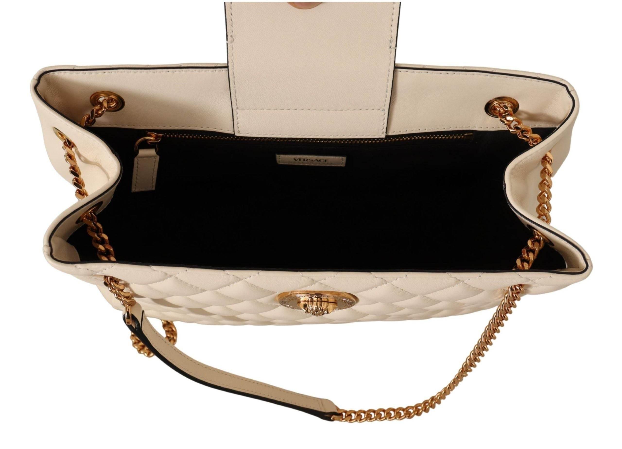 Versace Elegant Quilted Nappa Leather Tote - Hilstor