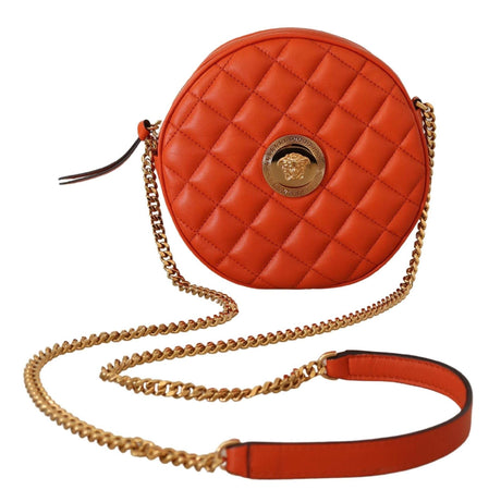 Versace Elegant Round Nappa Leather Crossbody Bag - Hilstor