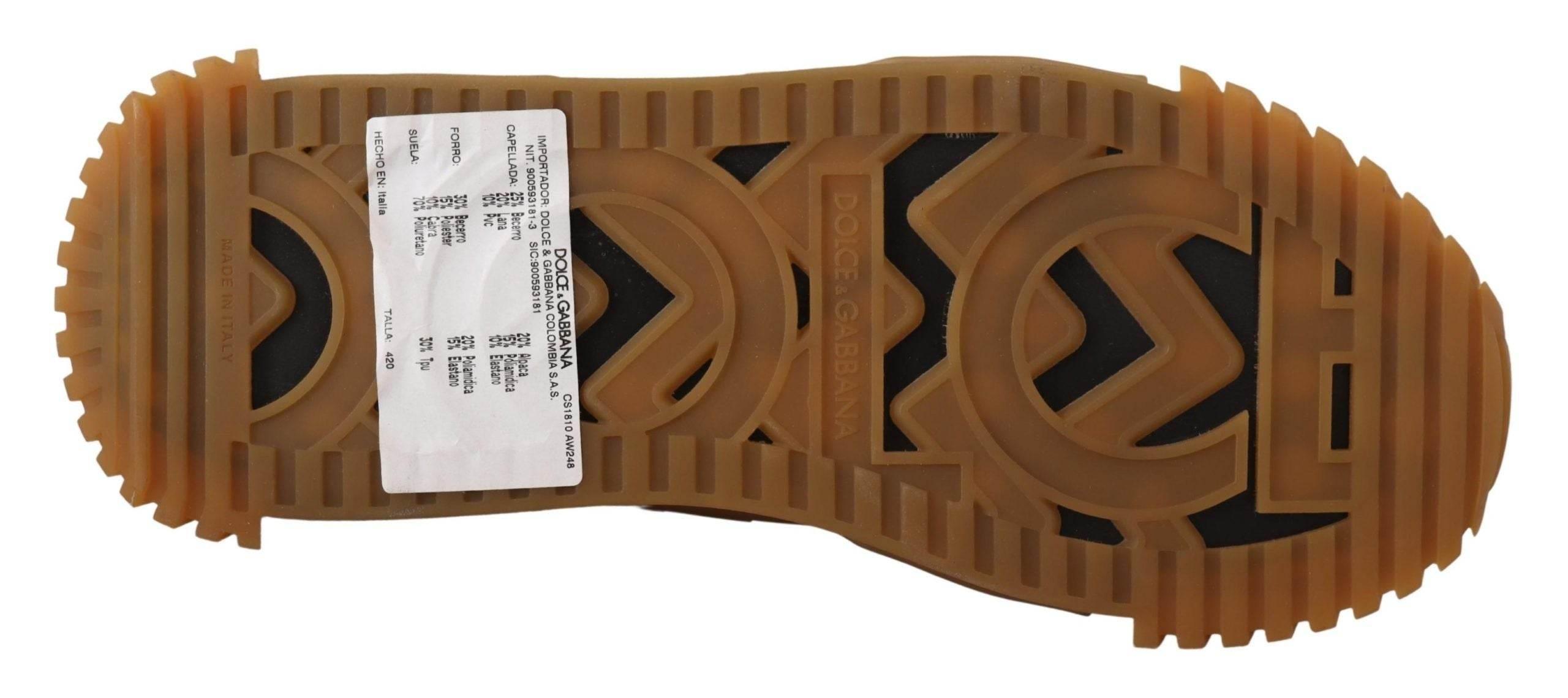 Dolce & Gabbana Black White Fabric Lace Up NS1 Sneakers - Hilstor