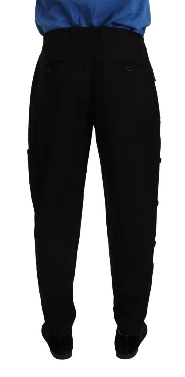 Dolce & Gabbana Black Cotton Stretch Tapered Cargo Pants - Hilstor