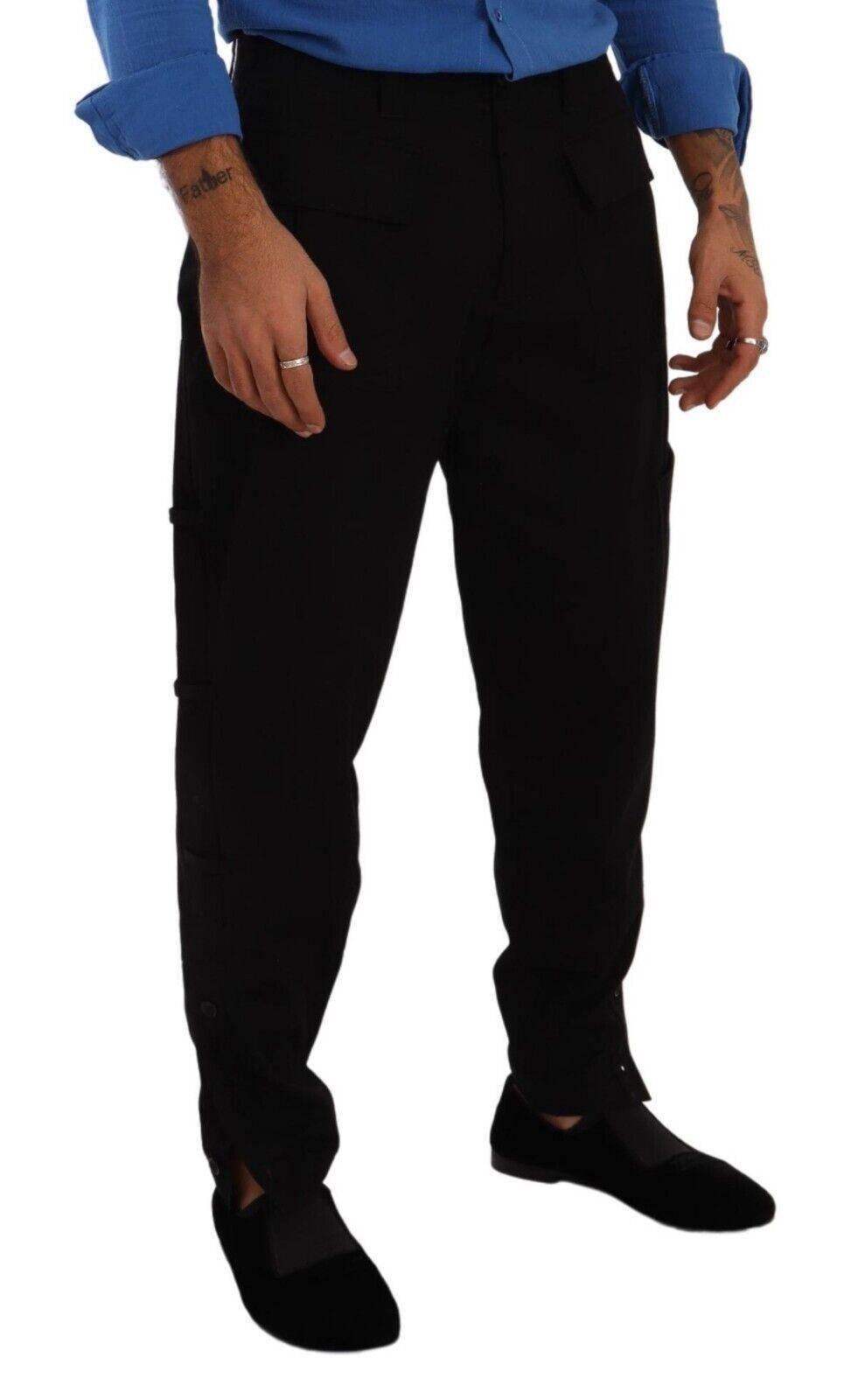 Dolce & Gabbana Black Cotton Stretch Tapered Cargo Pants - Hilstor