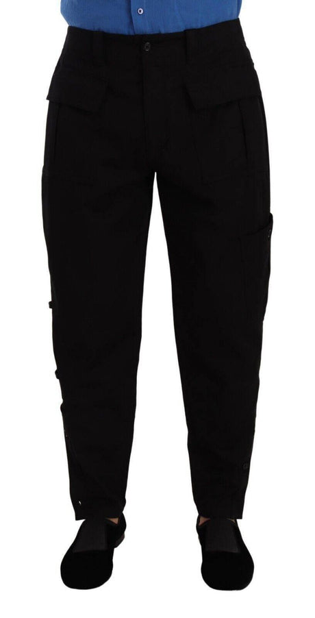 Dolce & Gabbana Black Cotton Stretch Tapered Cargo Pants - Hilstor