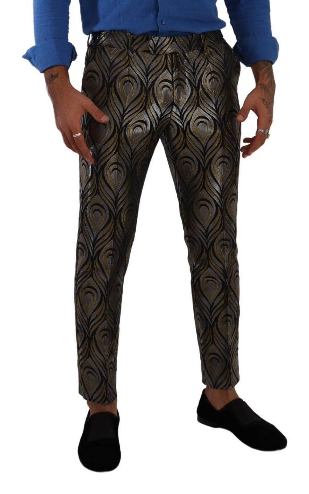 Dolce & Gabbana Elegant Slim Fit Metallic Dress Trousers - Hilstor