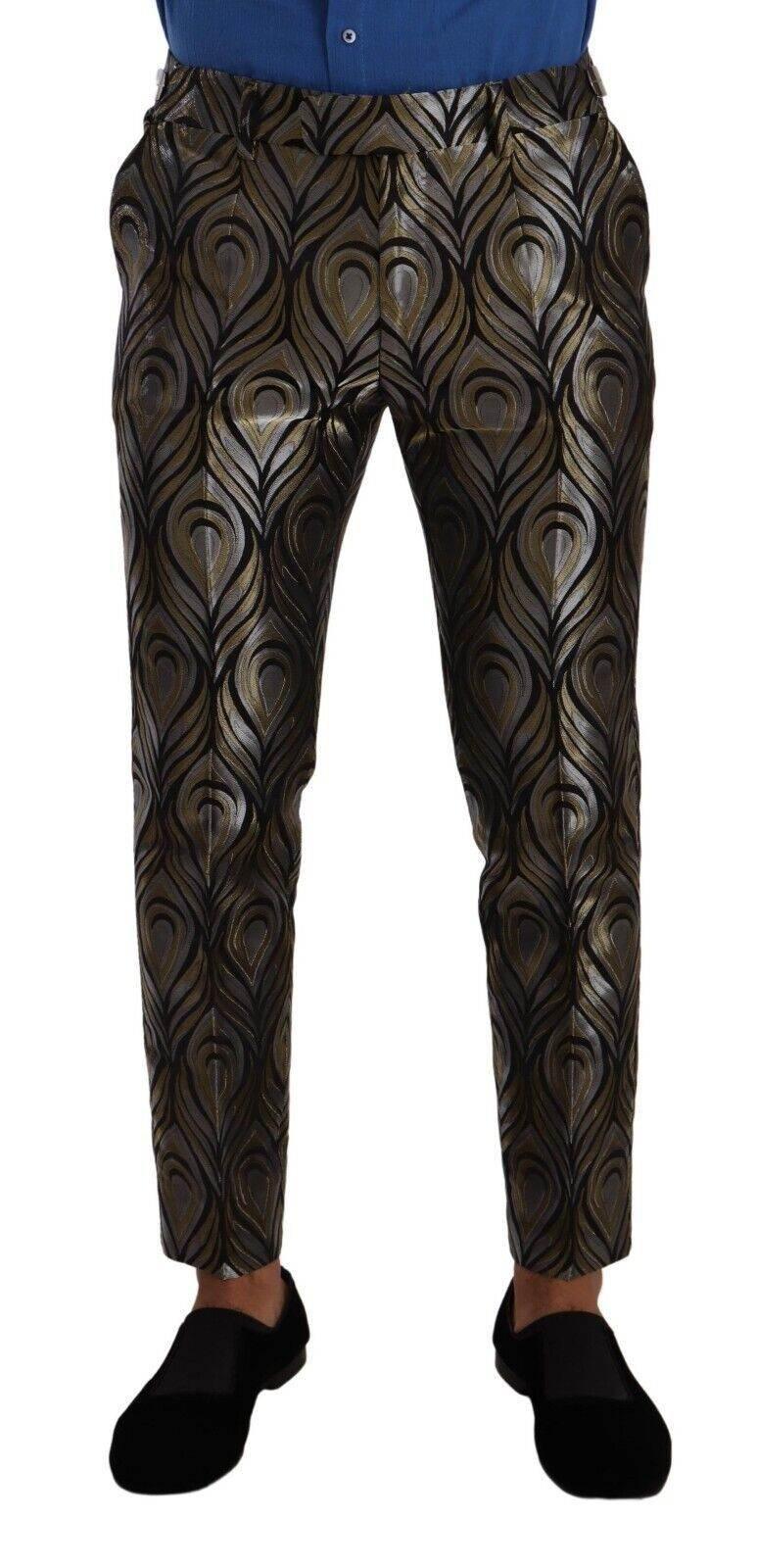 Dolce & Gabbana Elegant Slim Fit Metallic Dress Trousers - Hilstor