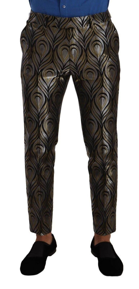 Dolce & Gabbana Elegant Slim Fit Metallic Dress Trousers - Hilstor