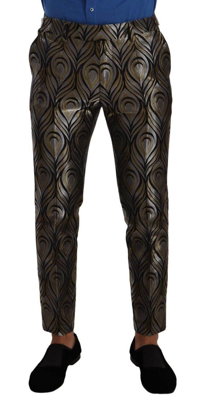 Dolce & Gabbana Elegant Slim Fit Metallic Dress Trousers - Hilstor