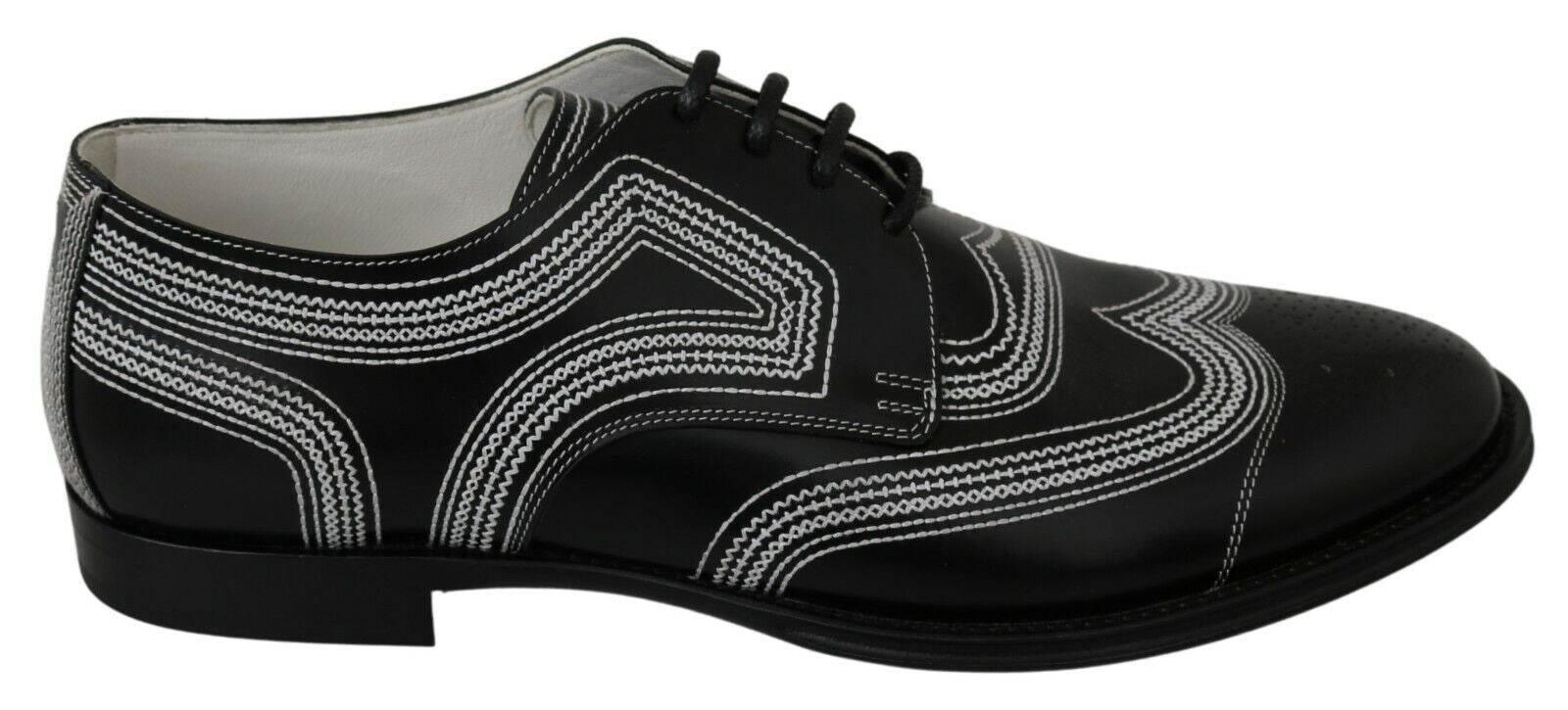 Dolce & Gabbana Elegant Black and White Derby Shoes - Hilstor