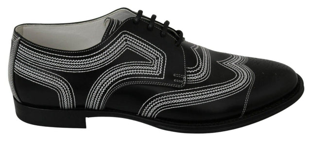 Dolce & Gabbana Elegant Black and White Derby Shoes - Hilstor