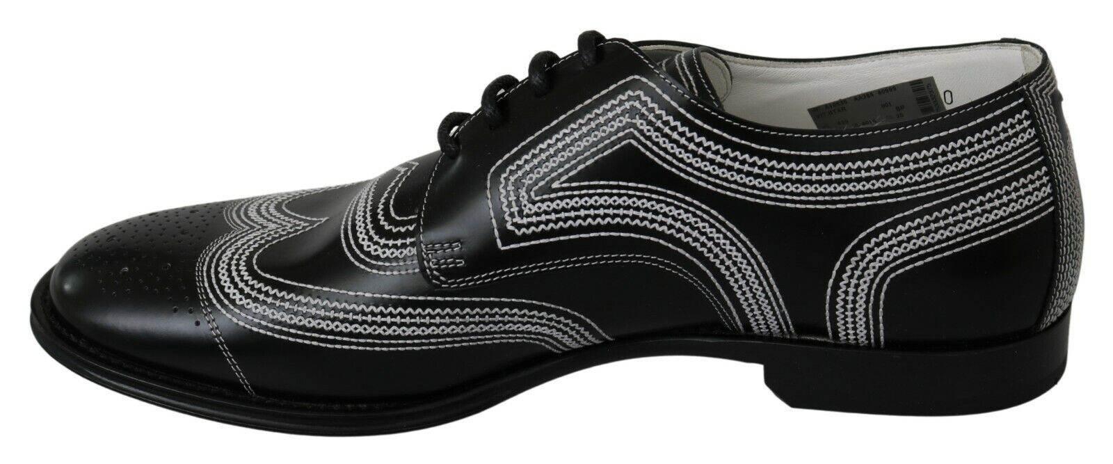 Dolce & Gabbana Elegant Black and White Derby Shoes - Hilstor