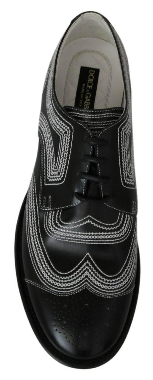 Dolce & Gabbana Elegant Black and White Derby Shoes - Hilstor