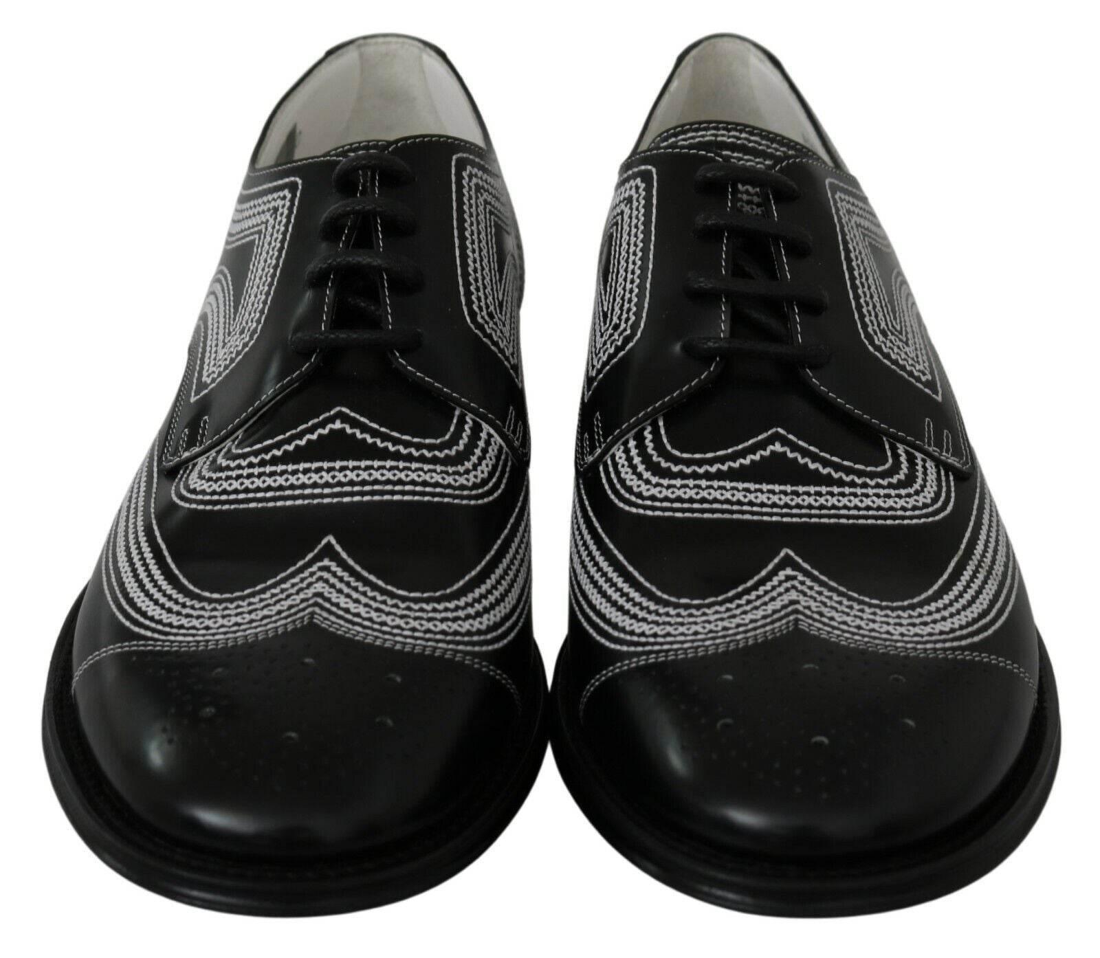 Dolce & Gabbana Elegant Black and White Derby Shoes - Hilstor