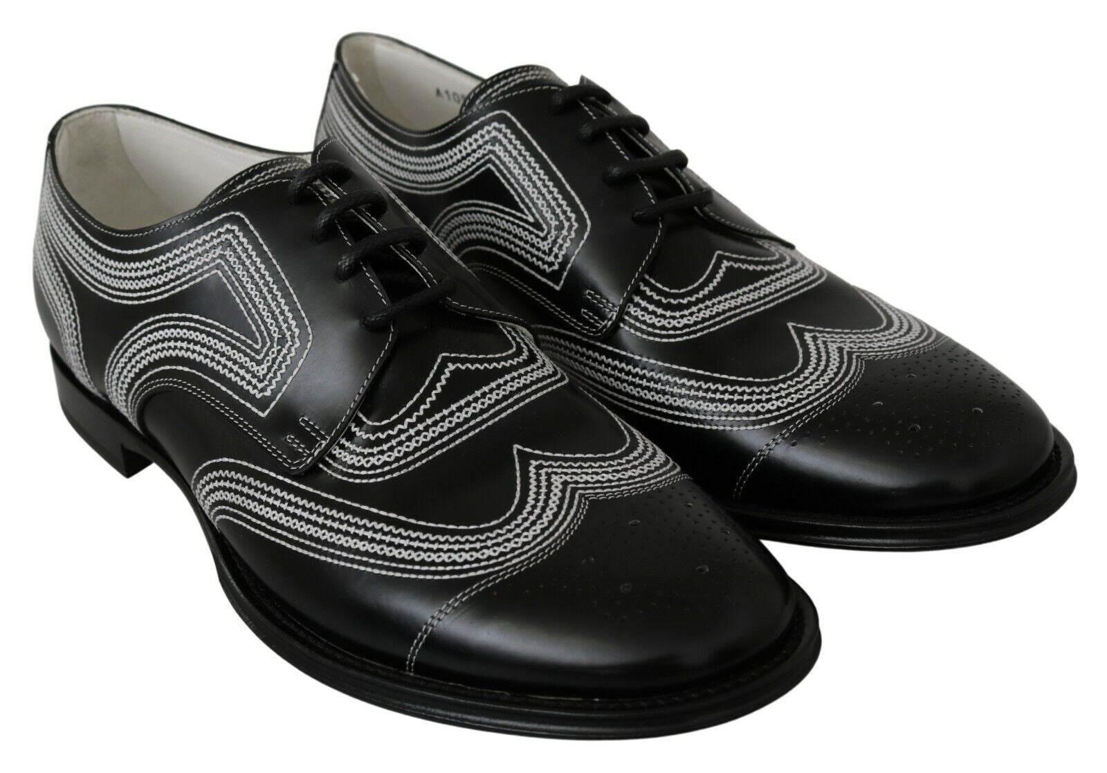 Dolce & Gabbana Elegant Black and White Derby Shoes - Hilstor